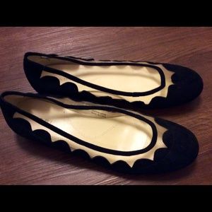 tahari suede black flats size 10