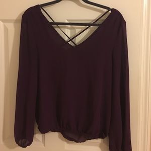 Purple Blouse with draped "X" back detail