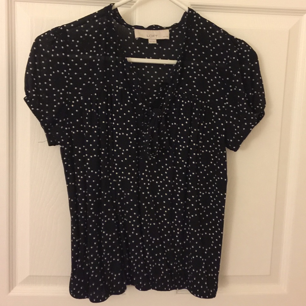 Black with white dot patterned blouse