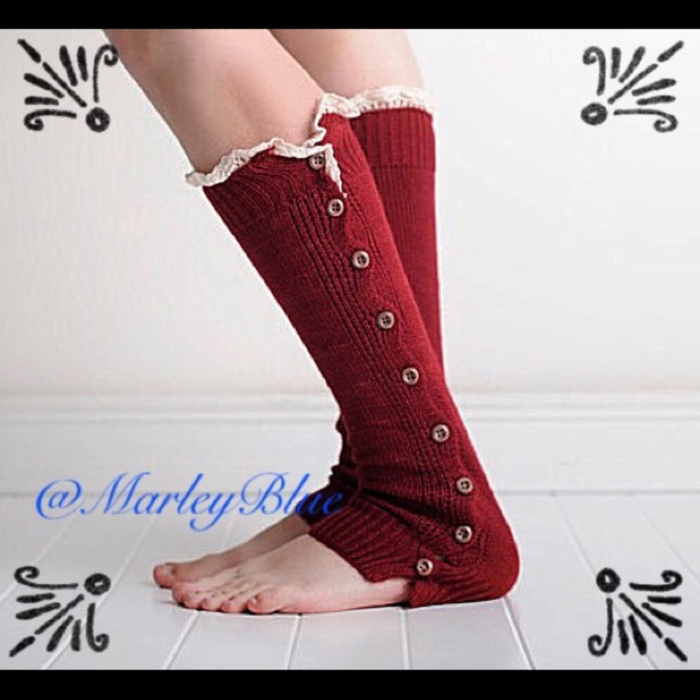 Buy2 Get 1 FREE!!⭐️Red Lace Trimmed Leg Warmers