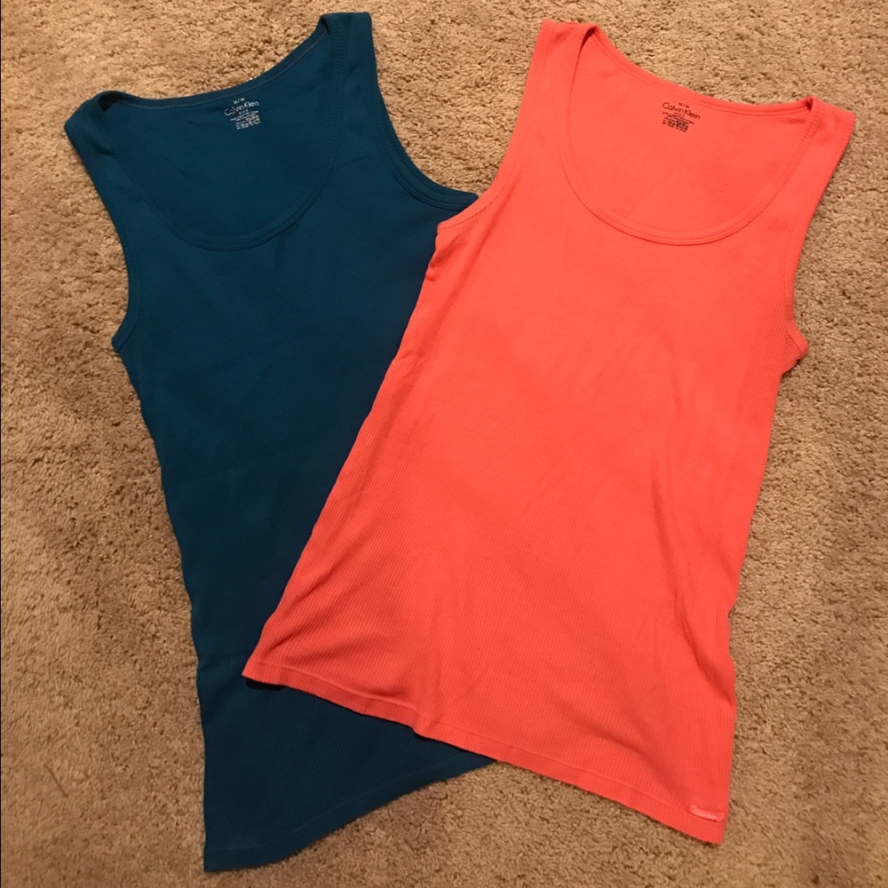 Two Calvin Klein Ribbed Tanks