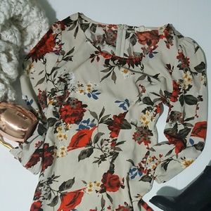 3/4 Sleeve Floral Dress