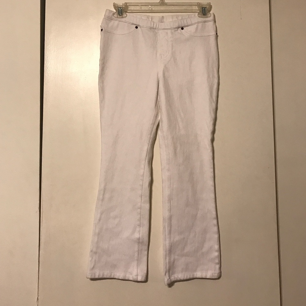 Hue white denim crop leggings