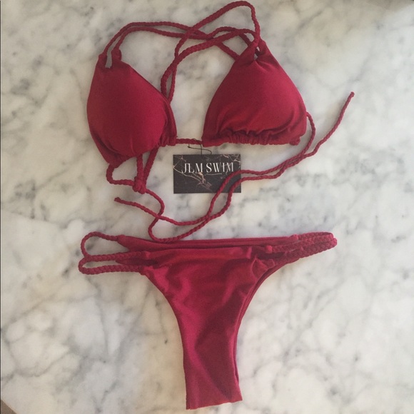 SMALL LEFT• Deep Red Braided Bikini • - Picture 7 of 8