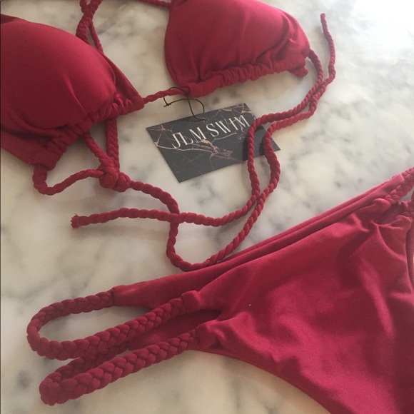 SMALL LEFT• Deep Red Braided Bikini • - Picture 8 of 8