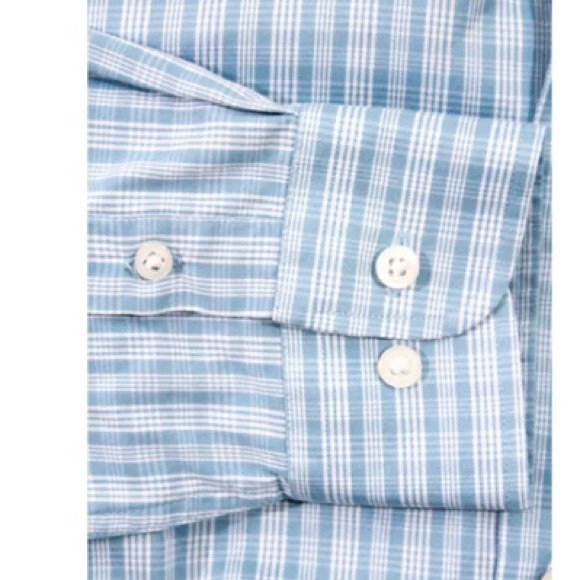 JOHN VARVATOS LIGHT BLUE WHITE GLEN PLAID SZ 14 - Picture 2 of 4