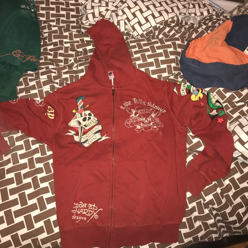 Ed Hardy Orange/Red sweater
