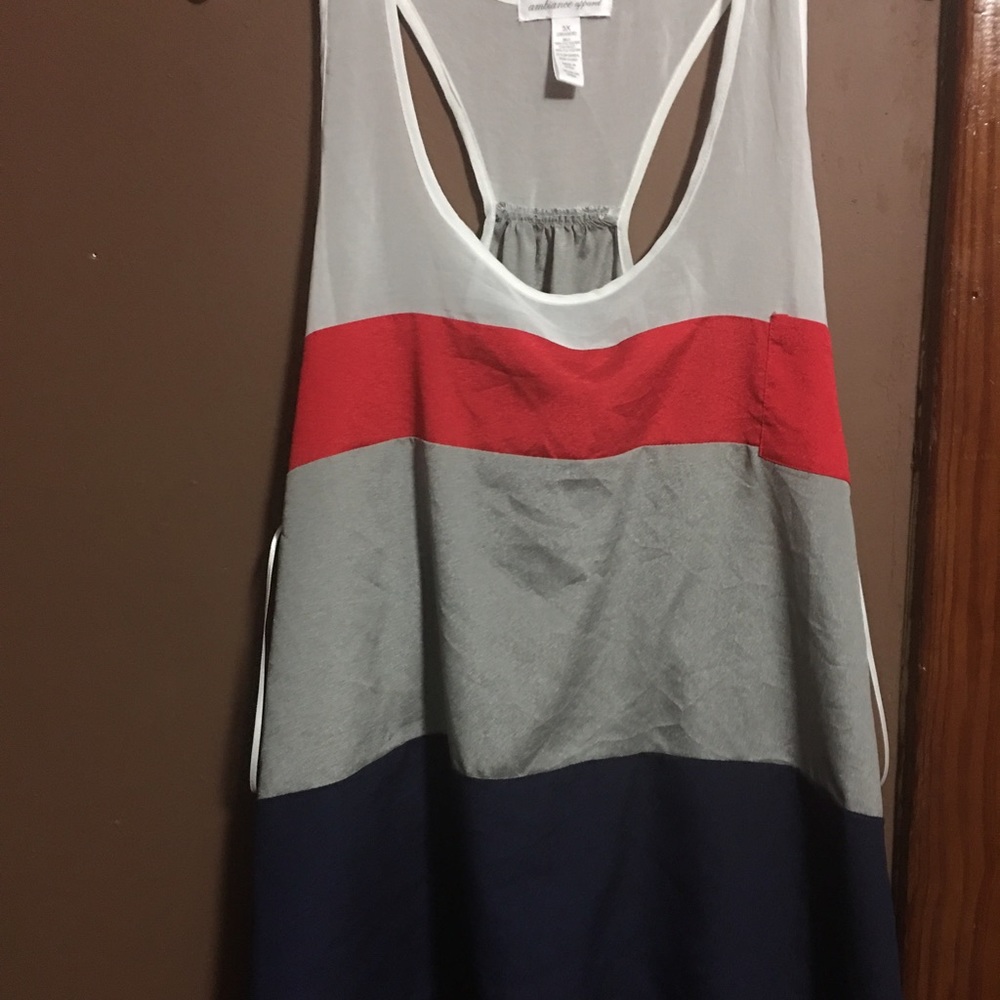 Racerback tank top.