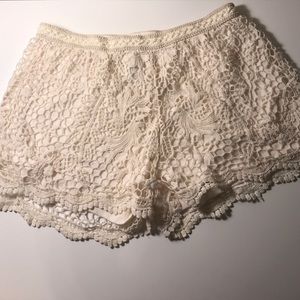 cream lace shorts