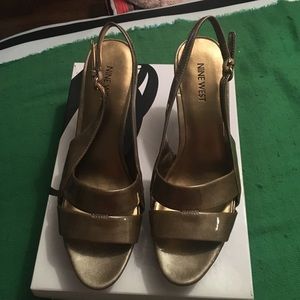 Nine West Gold Platform Open Toe