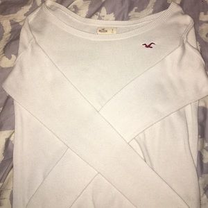 White Hollister Crew Neck Sweater