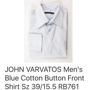 John Varvatos Shirts - JOHN VARVATOS BLUE COTTON BUTTON UP SZ 39/15.5 John Varvatos Shirts - JOHN VARVATOS BLUE COTTON BUTTON UP SZ 39/15.5
