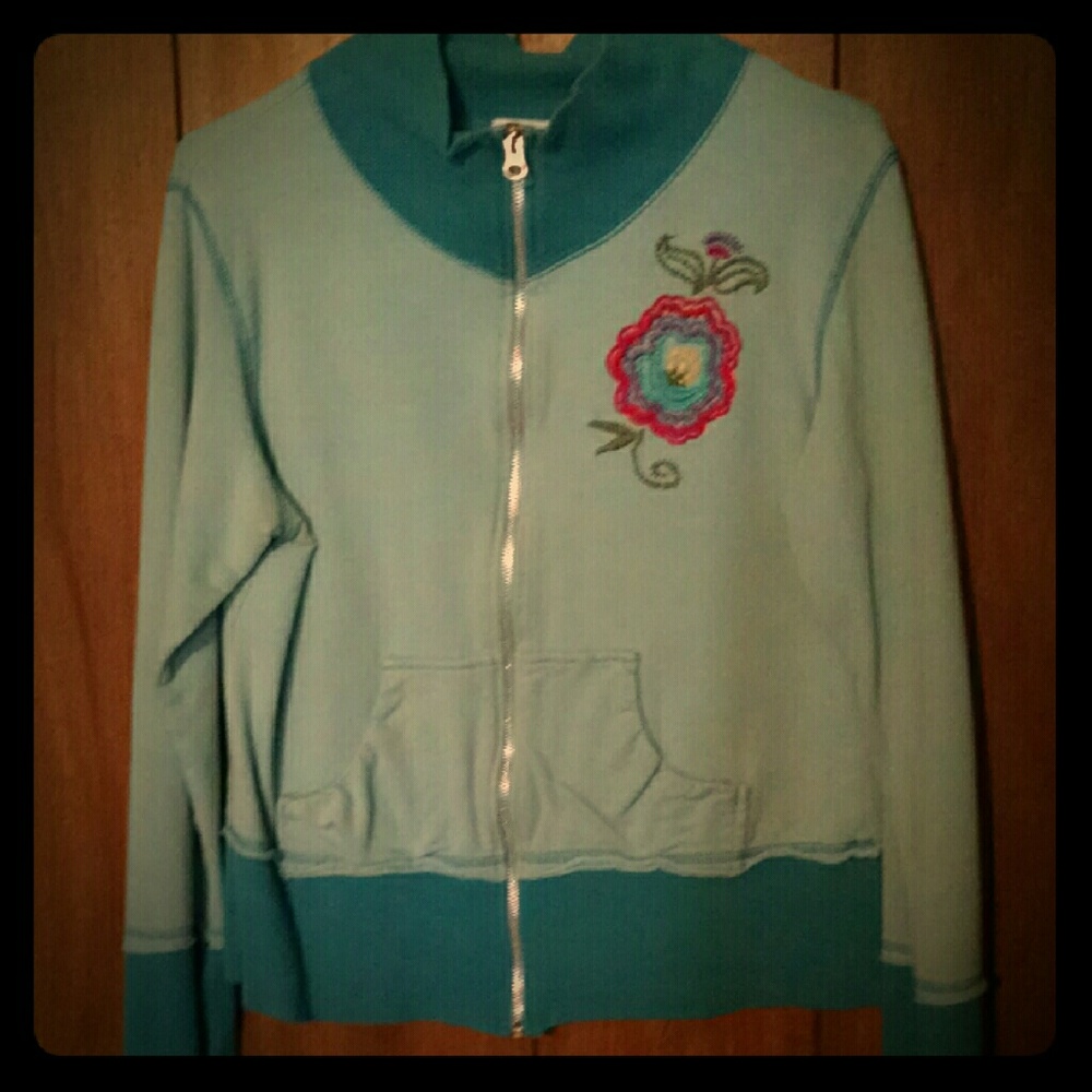 Cute zip up flower jacket