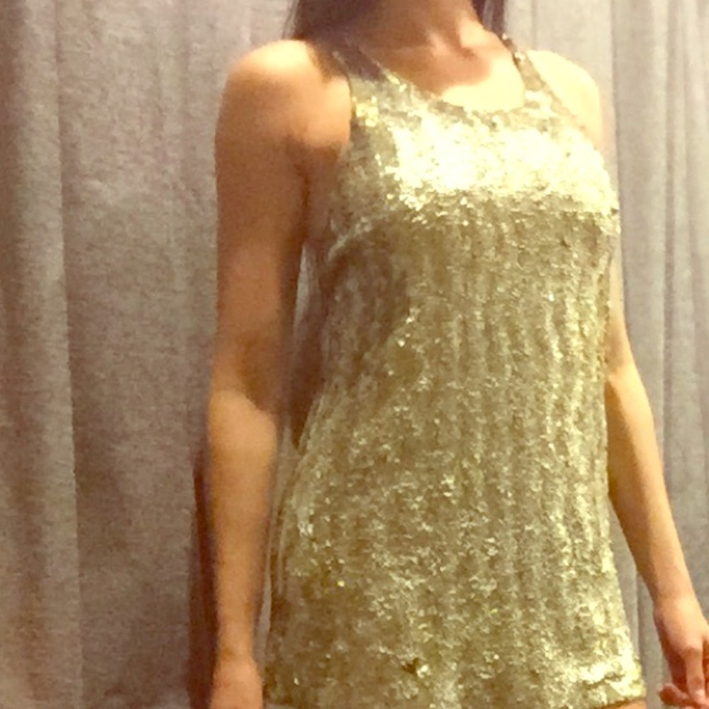 Sexy metallic tank dress
