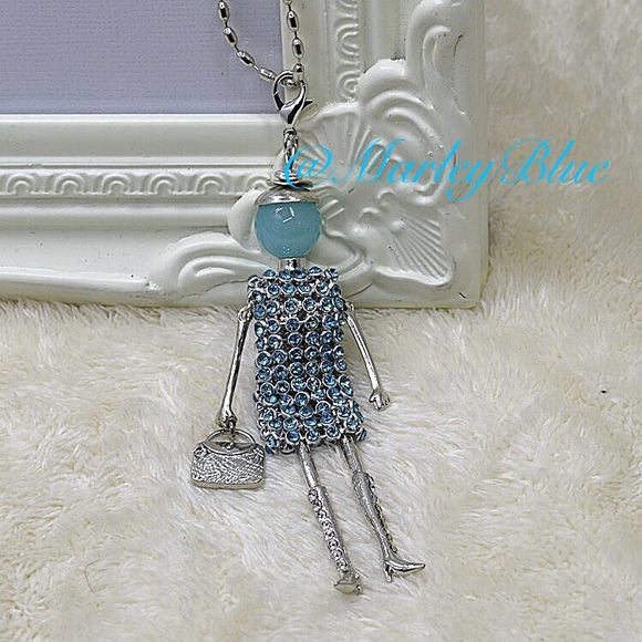 Adorable Sparkly Doll Necklace Blue - Picture 2 of 3