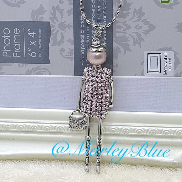 Adorable Sparkly Doll Necklace Blue - Picture 3 of 3