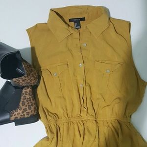 Silky Mustard Shirtdress