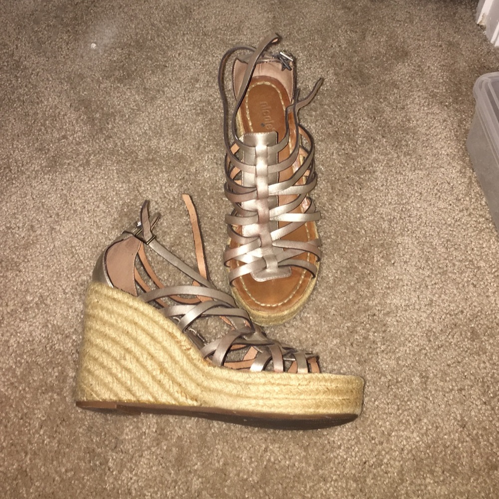 Beautiful, metallic espadrille wedges