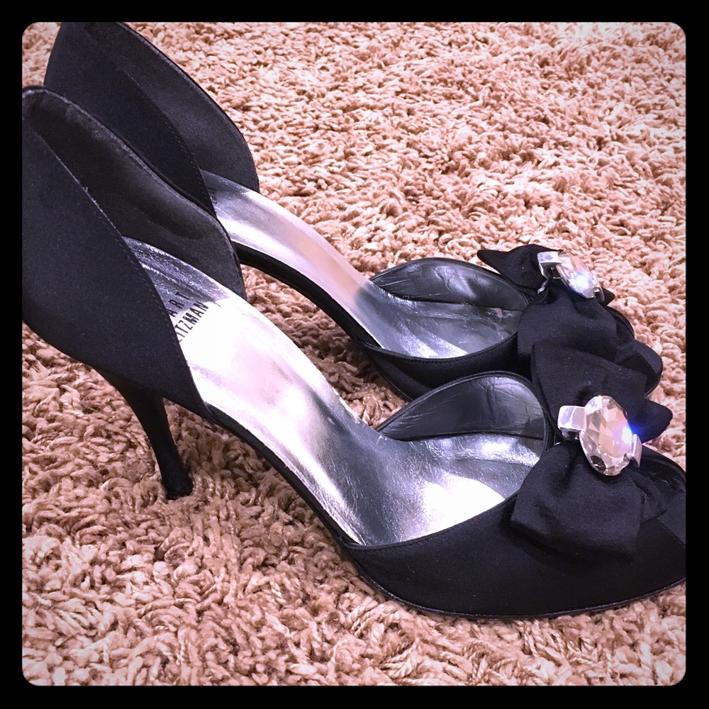 Stuart Weitzman satin peep toe pumps