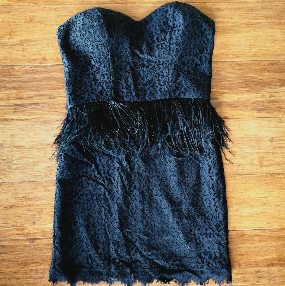 Bebe peplum feather LBD - like new! - Picture 3 of 3