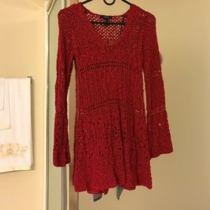 Forever 21 crochet bohemian red sweater  dress