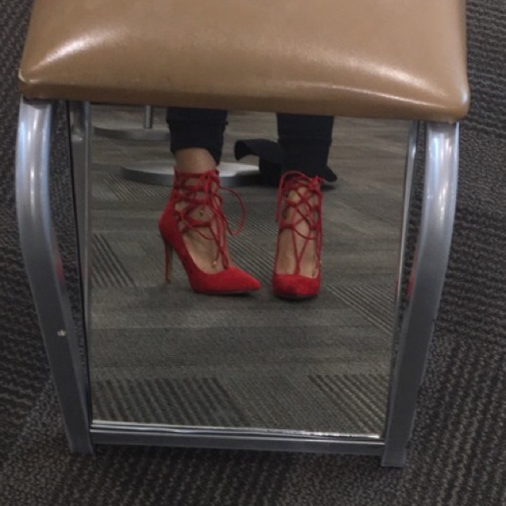 Sexy Red Lace up Tie Heels