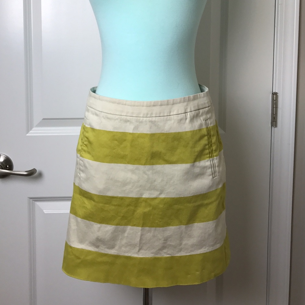 J. Crew gold & white stripe skirt