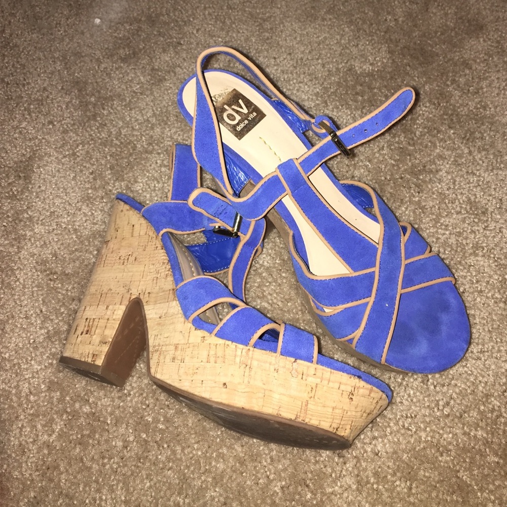 LIKE NEW royal blue wedges!