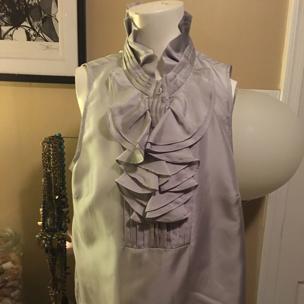 J. Crew Factory Silk Ruffle Neck Blouse