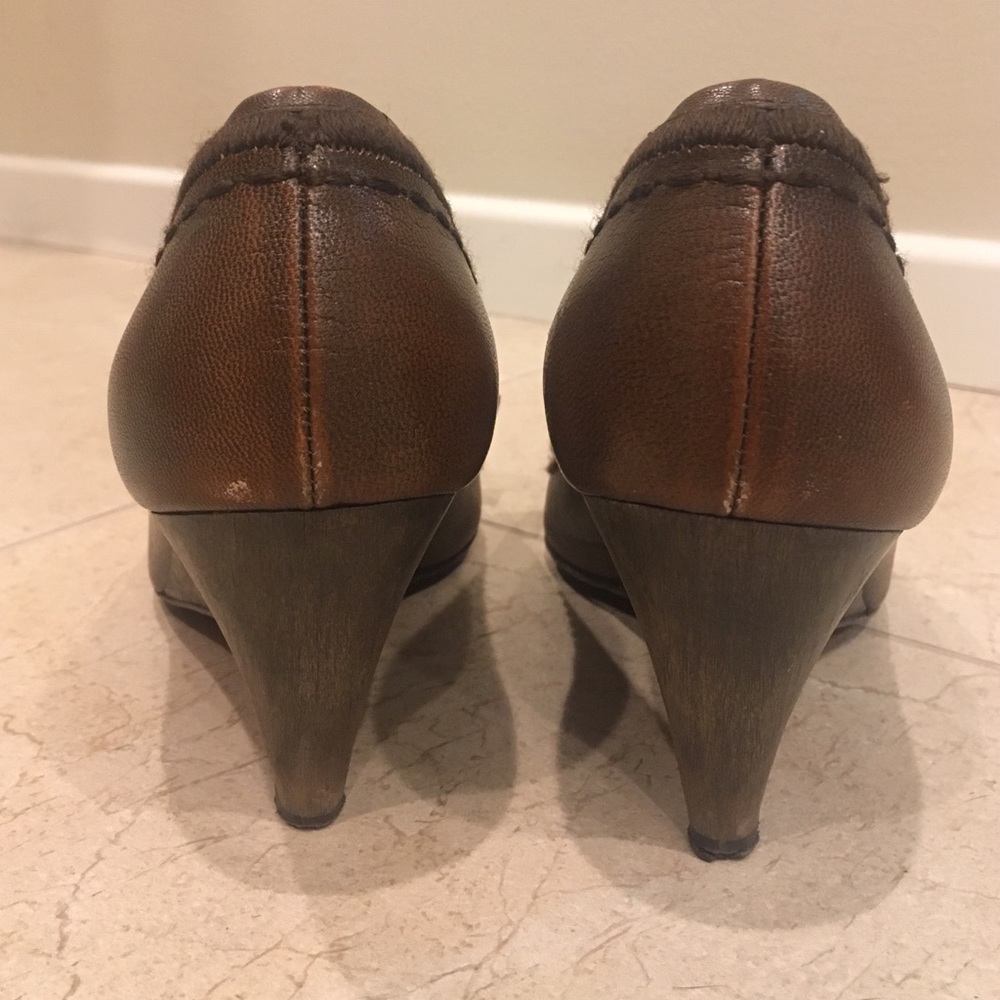 Miu Miu leather wood peeptoe wedges 36.5 - Picture 4 of 6