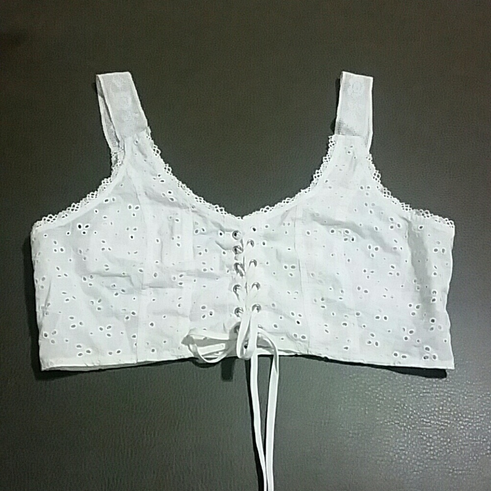 Eyelet lace white crop top bohemian