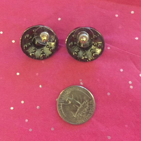 DONATED BaubleBar sparkle sun statement earrings gunmetal - Picture 3 of 4