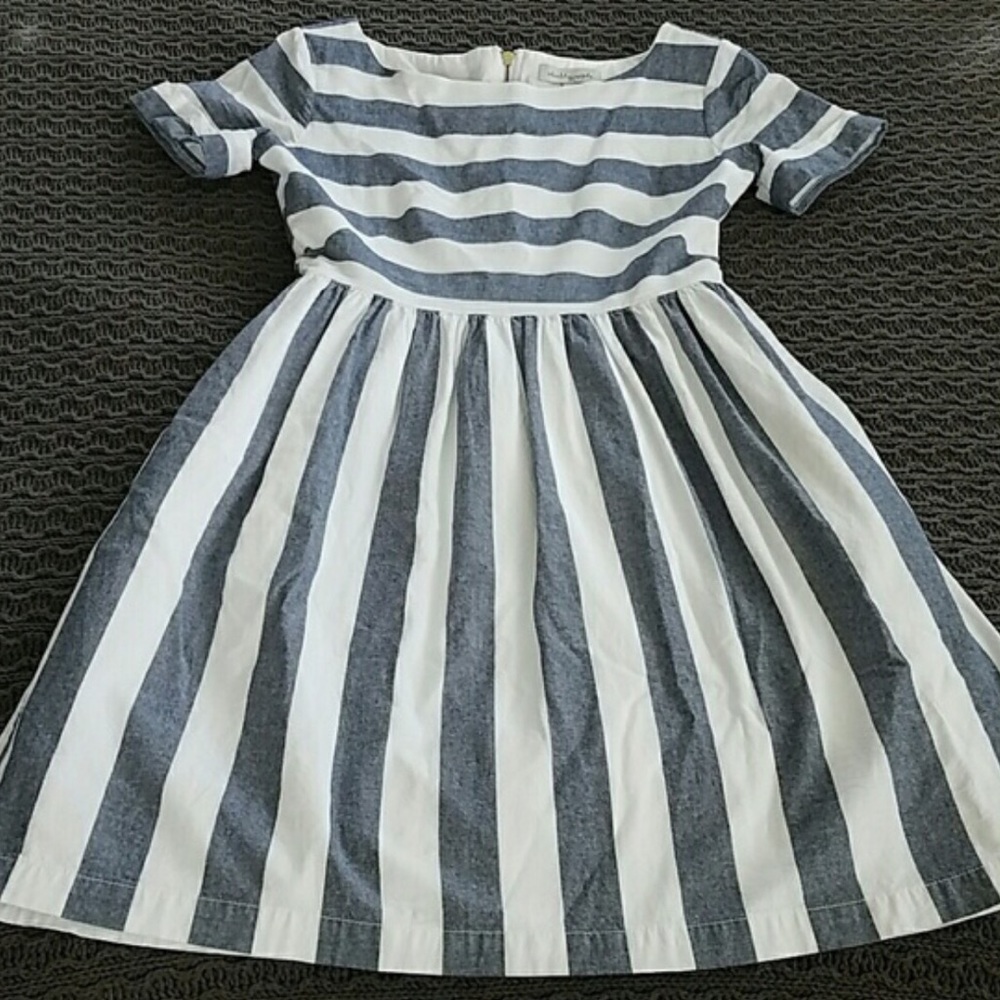 Cream and Blue Stripped Dress
