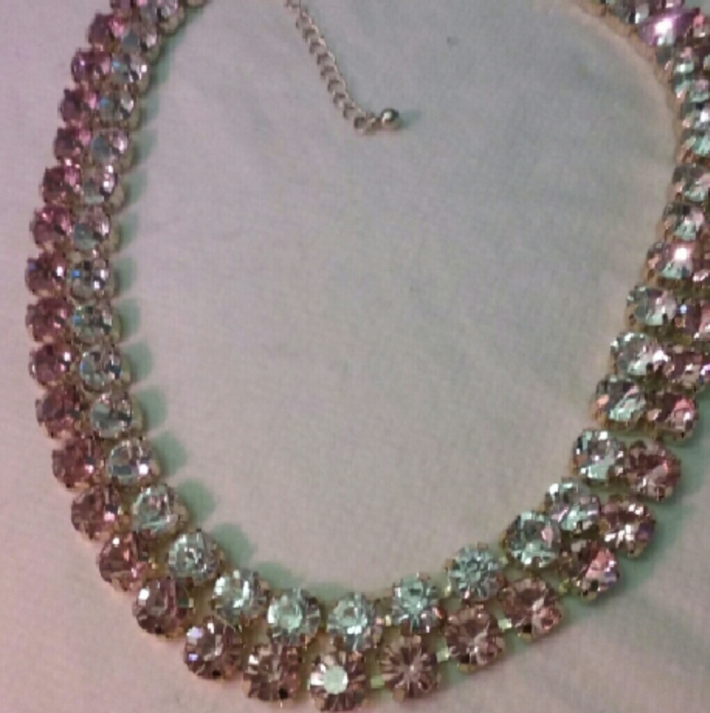 Soft pink and crystal necklace
