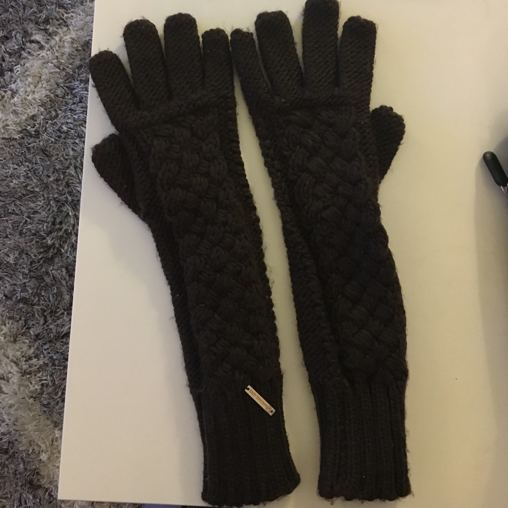 Michael Kors brown wool knit gloves