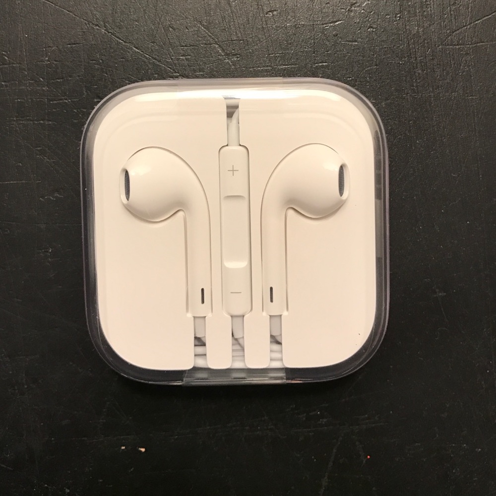 Apple Earbuds and Block