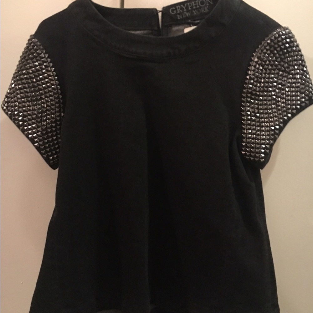 Gryphon denim studded t-shirt