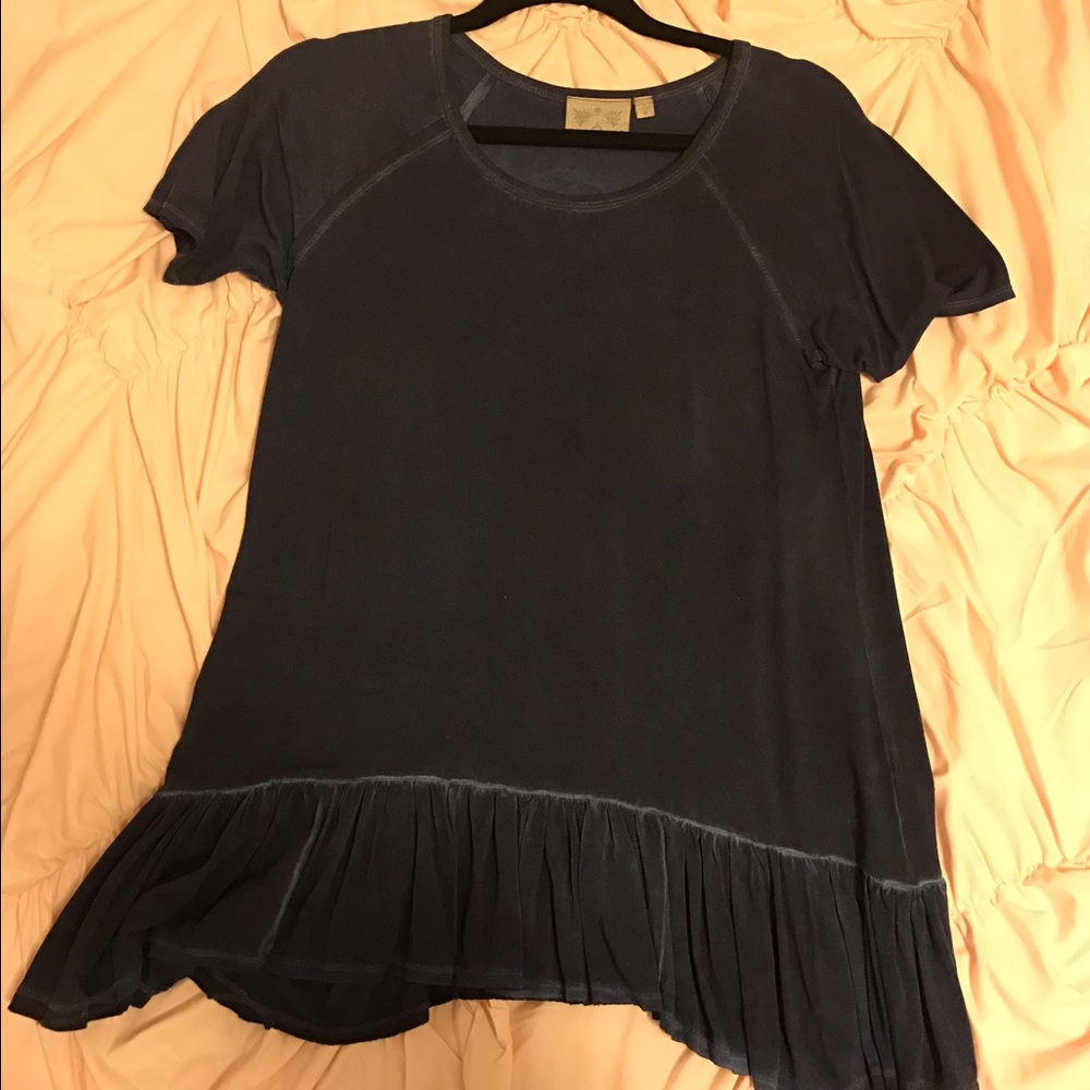 Navy Blue Ruffled Top