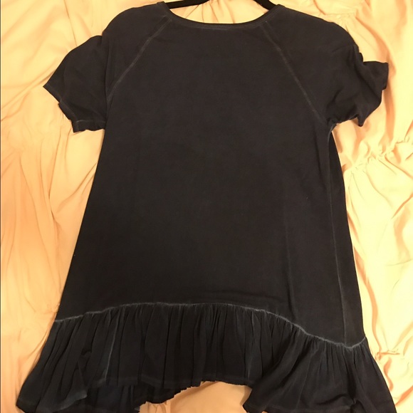 Navy Blue Ruffled Top - Picture 2 of 2