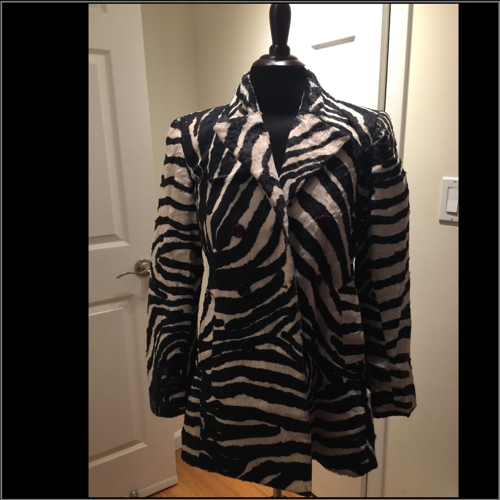 Henri Bendel faux fur pea coat.