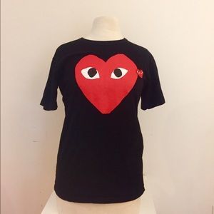 Comme des Garcons Play Black & Red T-Shirt Sz M
