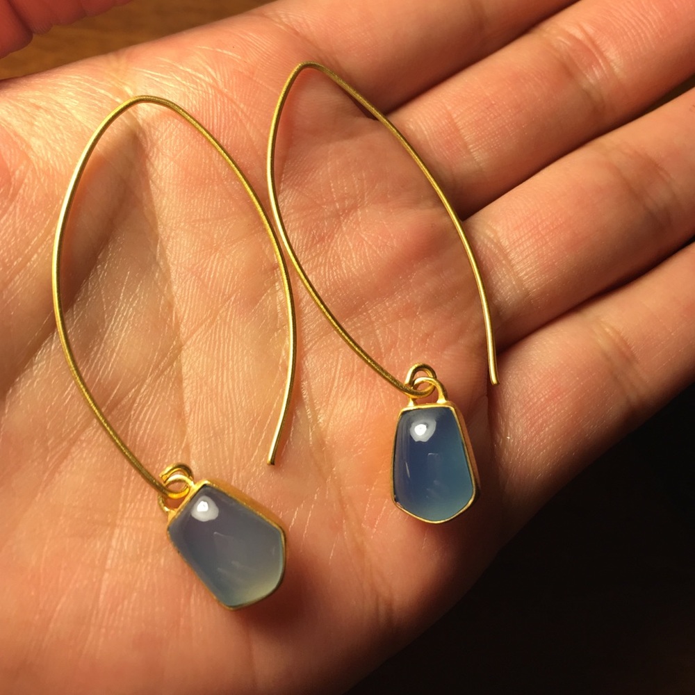 😍 Earrings. Gold plated with precious stone. 💎