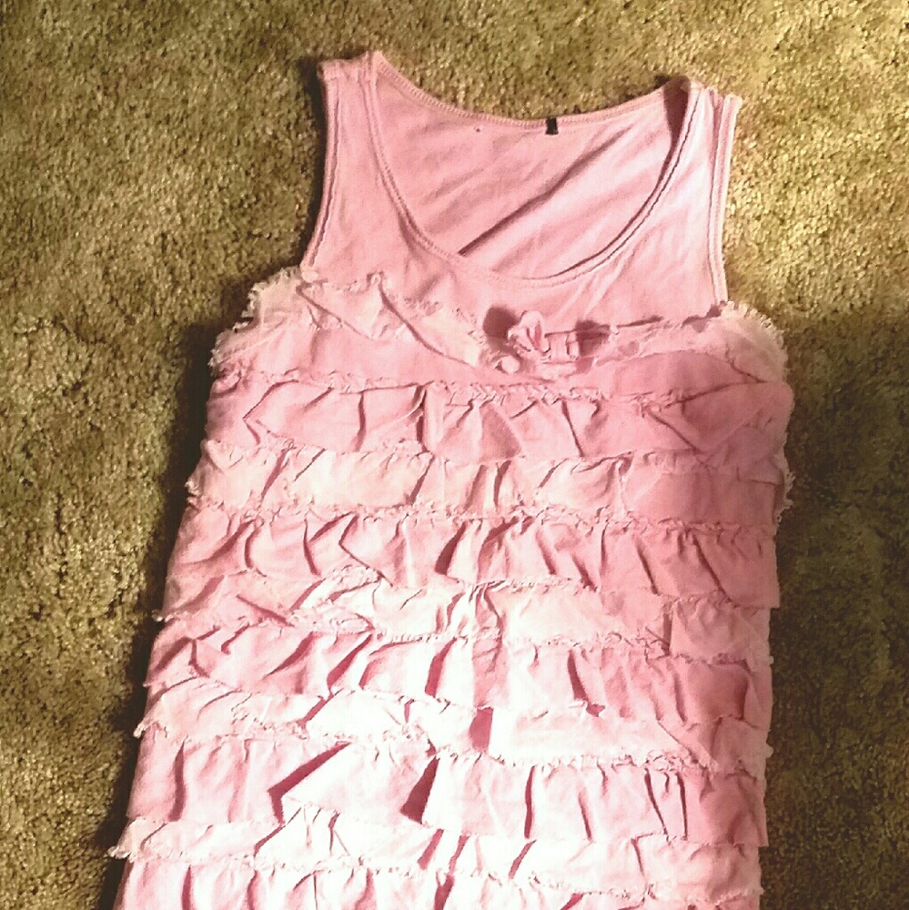 Pink ruffled girl tank top