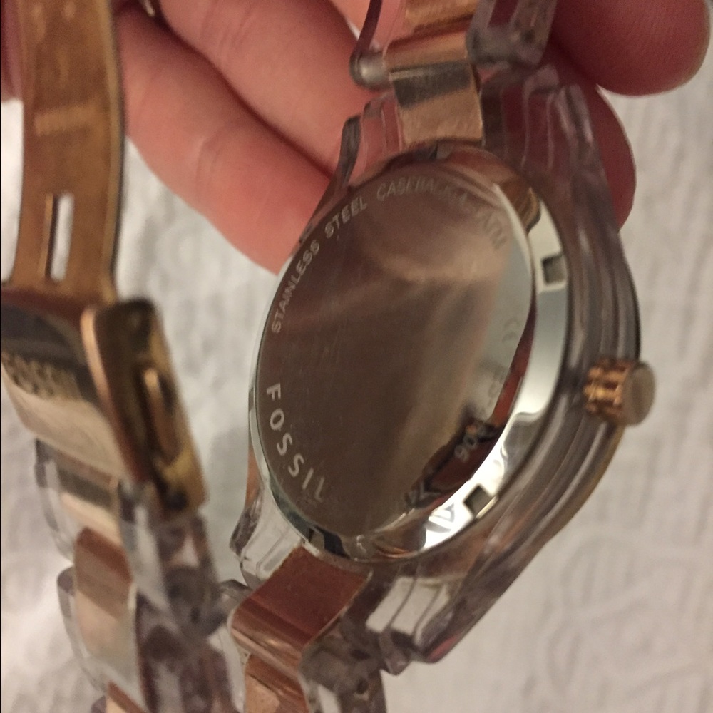 Rose Gold And Clear Fossil Watch - image 3