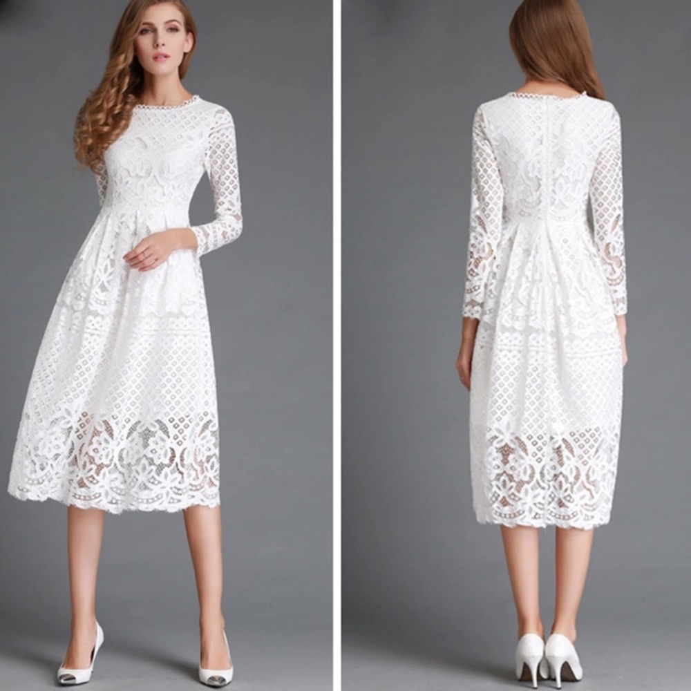 π1 LEFT! πBella Crochet Midi Dress - Picture 2 of 4