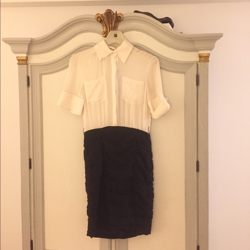 ALICE AND OLIVIA BELTED SILK DRESS