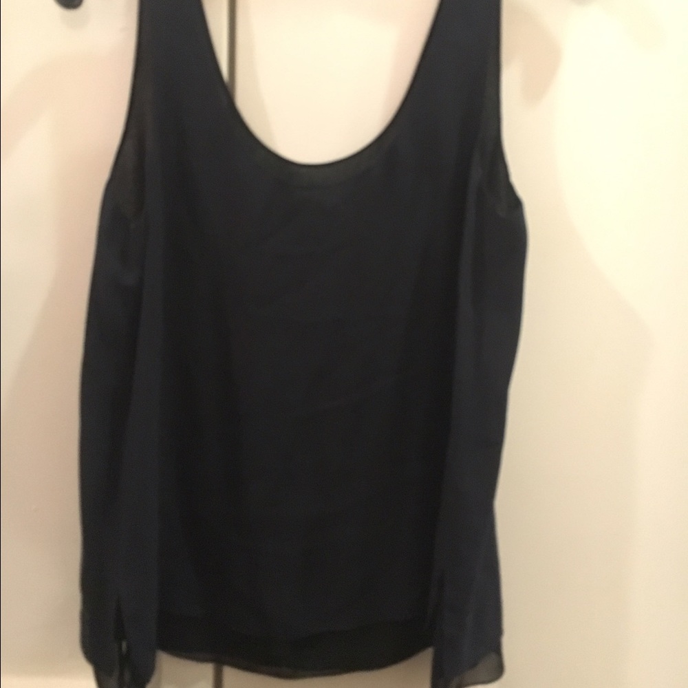 Vince Navy/Black Sleeveless Silk Blouse