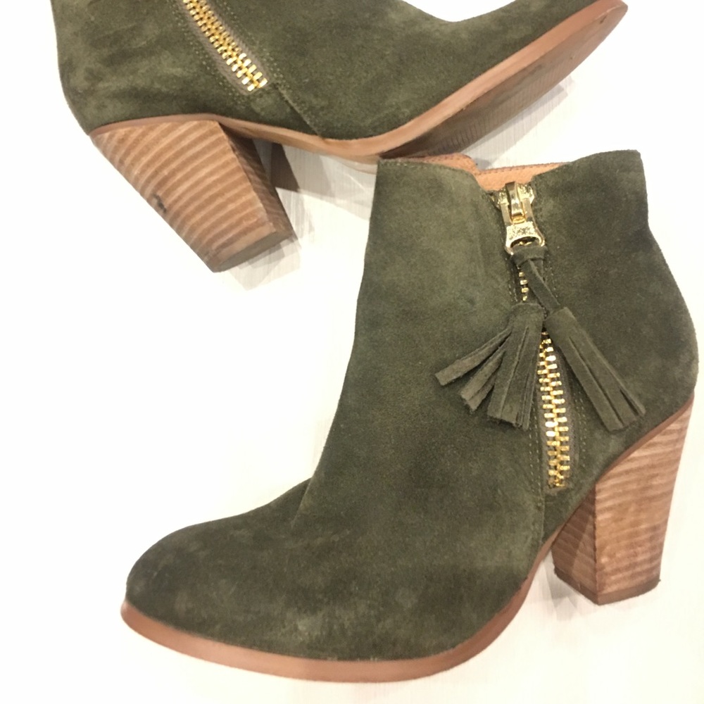 Army green ankle booties