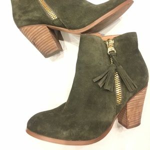 Army green ankle booties