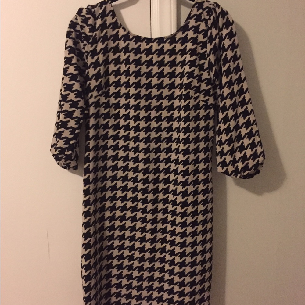 Black and Cream Houndstooth Dress